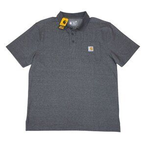 Carhartt Loose Fit Midweight Short-Sleeve Pocket Polo Shirt Size M Heather Gray